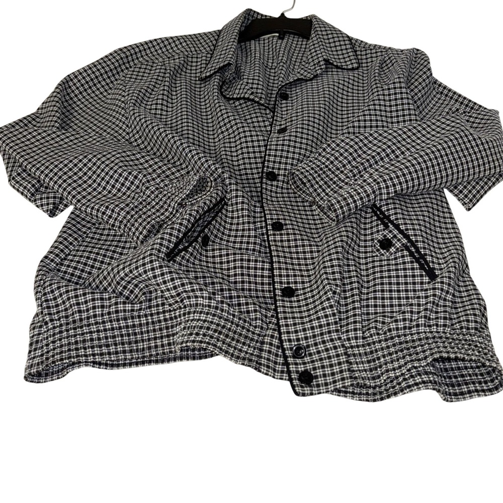 Alfred Dunner Jacket Womens 18 Black White Plaid Lightweight USA Made